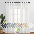 Nicetown Sheer Linen Curtains For Living Room 96' L, Ring Top Semi Sheer Panels Privacy Semitransparent Flax Open Linen Weave S