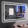 Snowdool 55X36 Front and Backlit Mirror Bathroom LED Mirror, Anti-Fog Bathroom Mirror with Lights, Stepless Dimmable, 3 Colors L