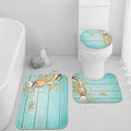 Britimes Beach Seashell Bathroom Rug Set of 3, 3 Pieces Bath Mats Set for Bathroom, Summer Non-Slip Washable Cover Floor Rug Dec