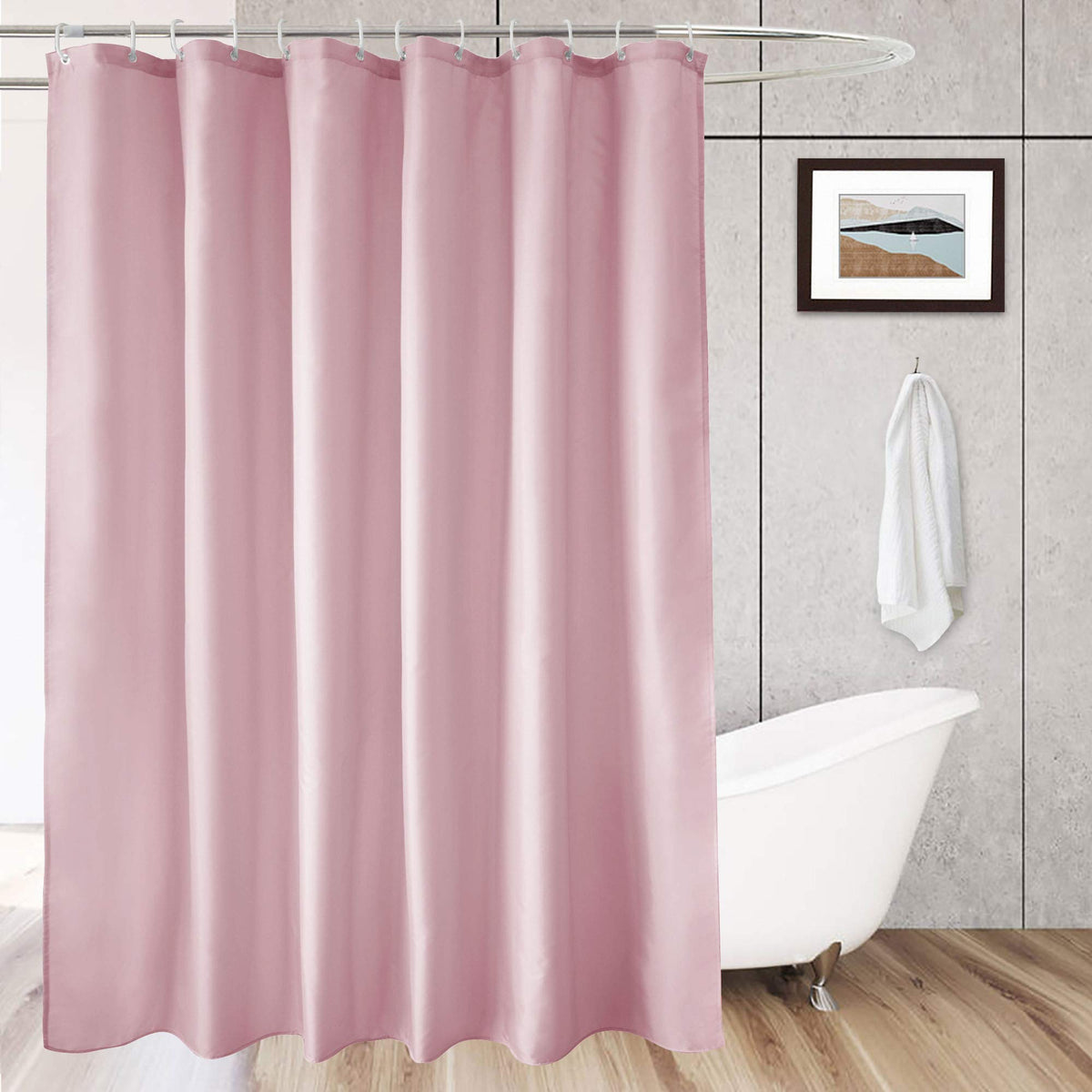 AooHome Standard 72x72 inch Shower Curtain Liner, Durable Polyester Solid Color Shower Curtain with Hooks, Weighted Hem, Water R