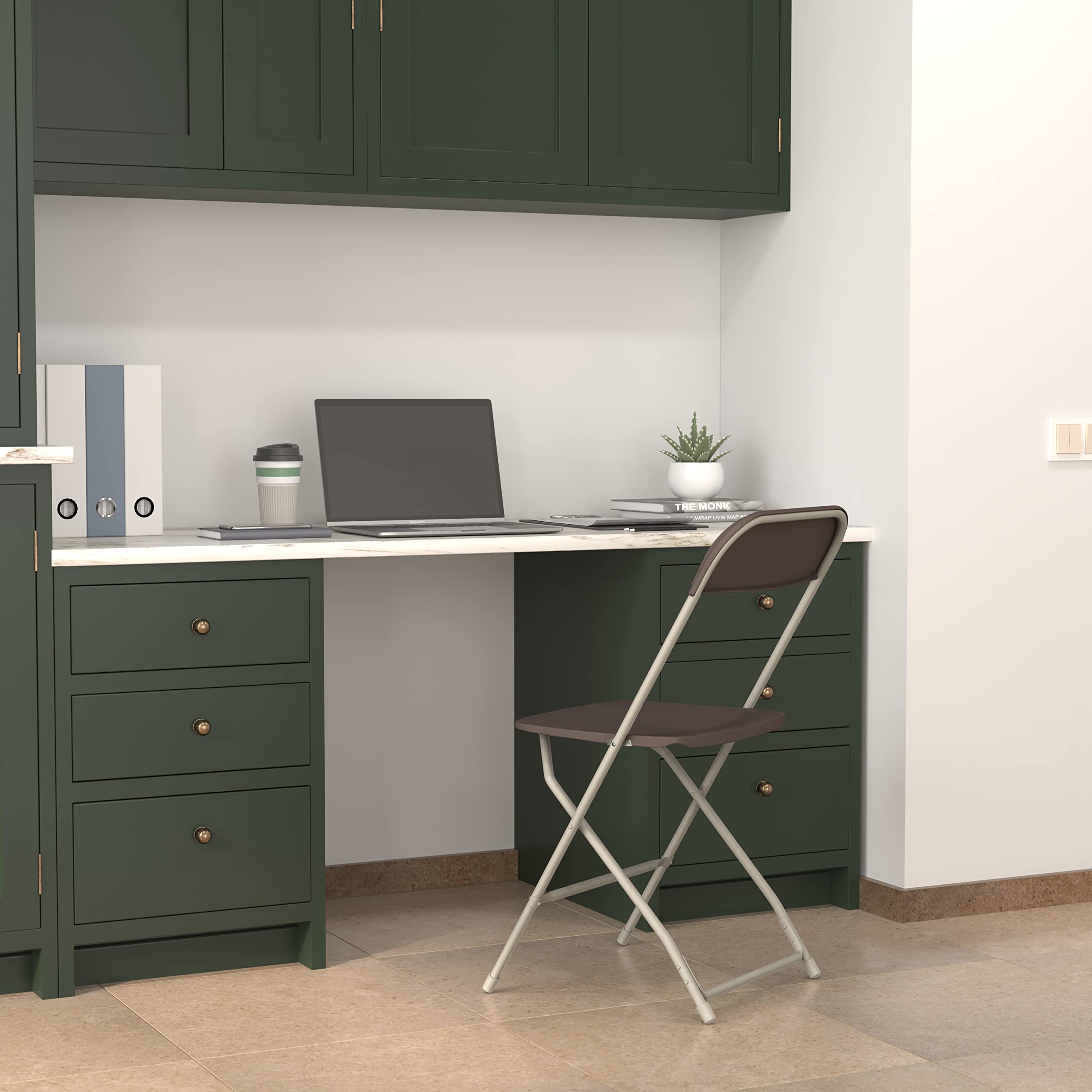 Flash Furniture Hercules Series Plastic Folding Chair - Brown - 6 Pack 650Lb Weight Capacity Comfortable Event Chair-Lightweight Folding Chair