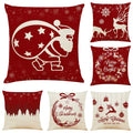 Sunnyglade 6Pcs 18'X18' Christmas Throw Pillow Covers Christmas Decorative Couch Pillow Cases Cotton Linen Pillow Square Cushi