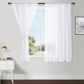 Hiasan White Sheer Curtains For Kitchen With Tiebacks, Rod Pocket Light Filtering Voile Small Half Window Curtains For Living Ro