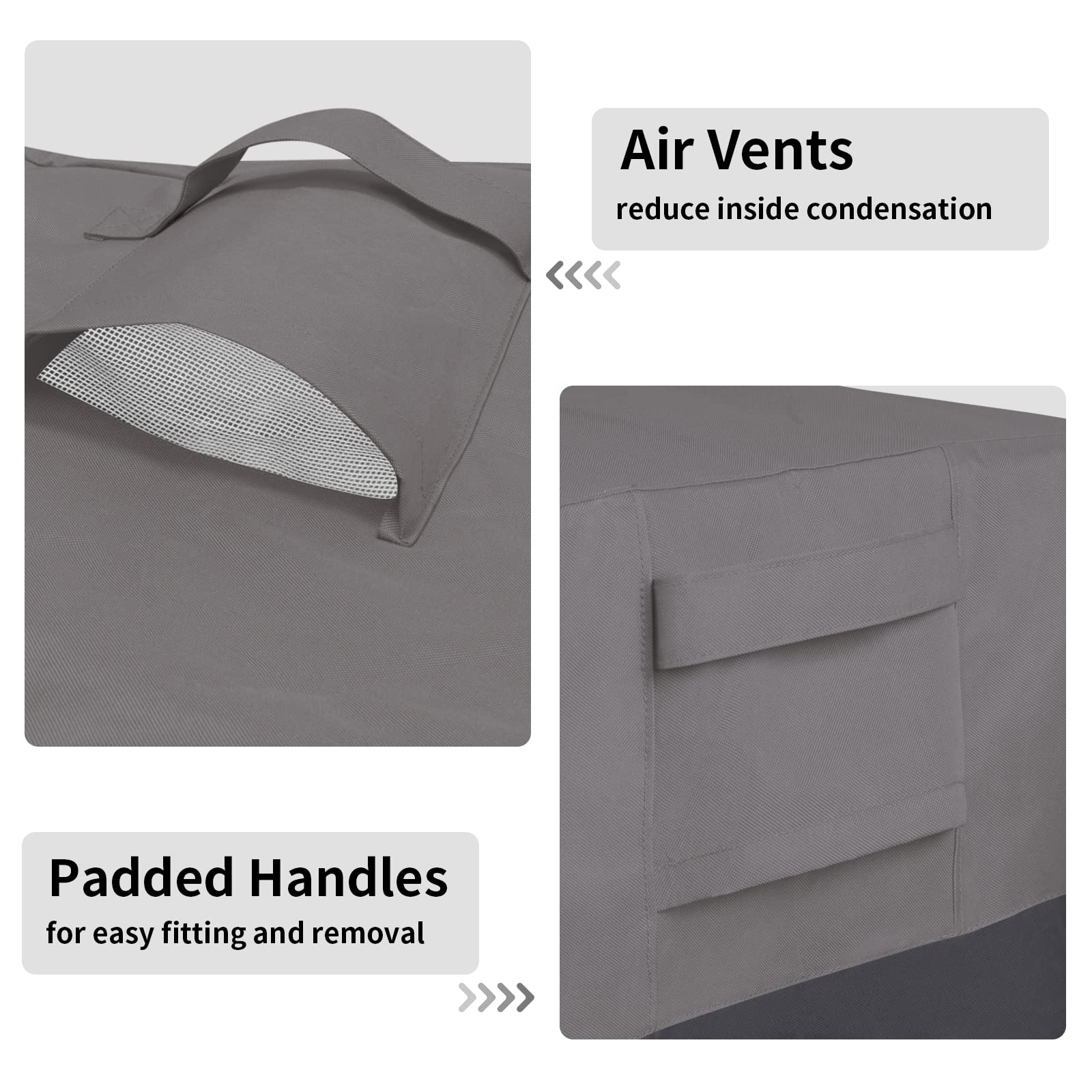 Easy-Going Outdoor Ottoman Cover, Waterproof Patio Ottoman Cover, Heavy Duty Outdoor Furniture Cover With Padded Handles (34'X24'X17', Gray/Dark Gray)