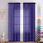 Ovzme Bedroom Curtains 2 Panel Sets 84' Inch Length - Transparent Light Weight Soft Window Treatment Panels For Study Room/Livi