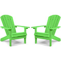 Yefu Adirondack Chairs Set Of 2 Plastic Weather Resistant, Outdoor Chairs 5 Steps Easy Installation For Outdoor, Patio, Campfire (Lime)