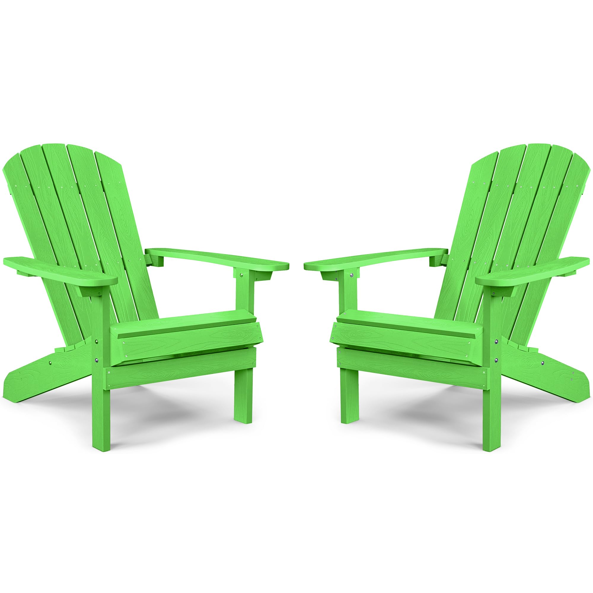 Yefu Adirondack Chairs Set Of 2 Plastic Weather Resistant, Outdoor Chairs 5 Steps Easy Installation For Outdoor, Patio, Campfire (Lime)