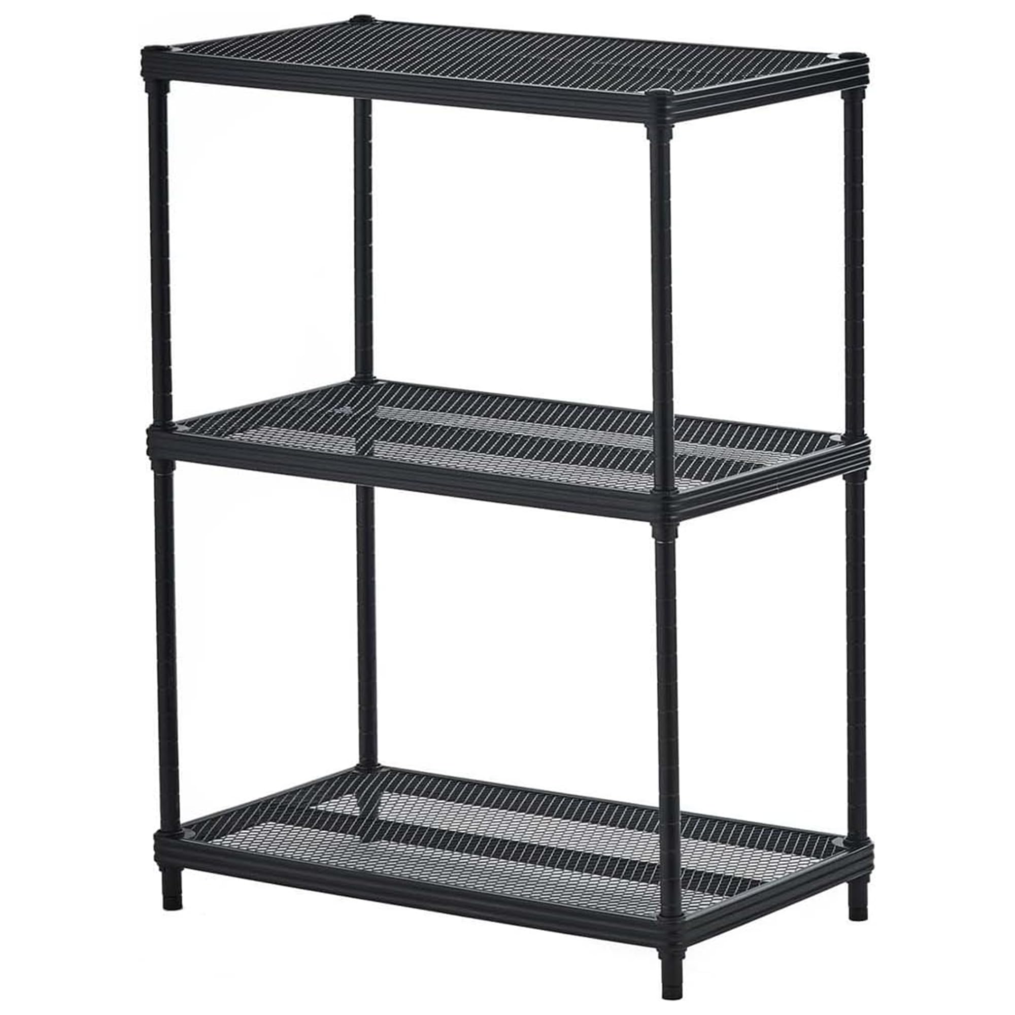 Design Ideas MeshWorks 3 Tier Full-Size Stainless Steel Metal Storage Shelving Unit Rack for Kitchen, Office, and Garage Organiz