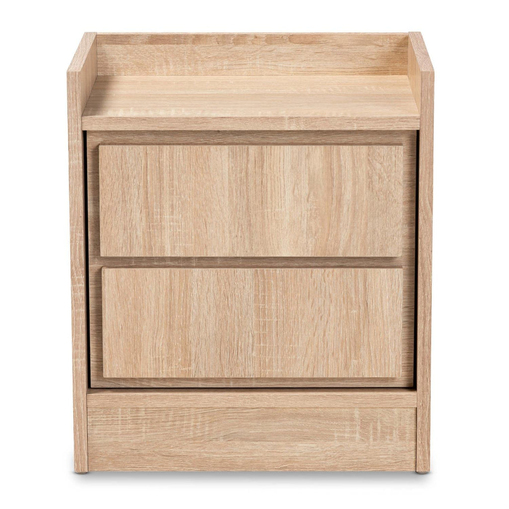 Baxton Studio Hale Walnut Finished Wood 2-Drawer Nightstand