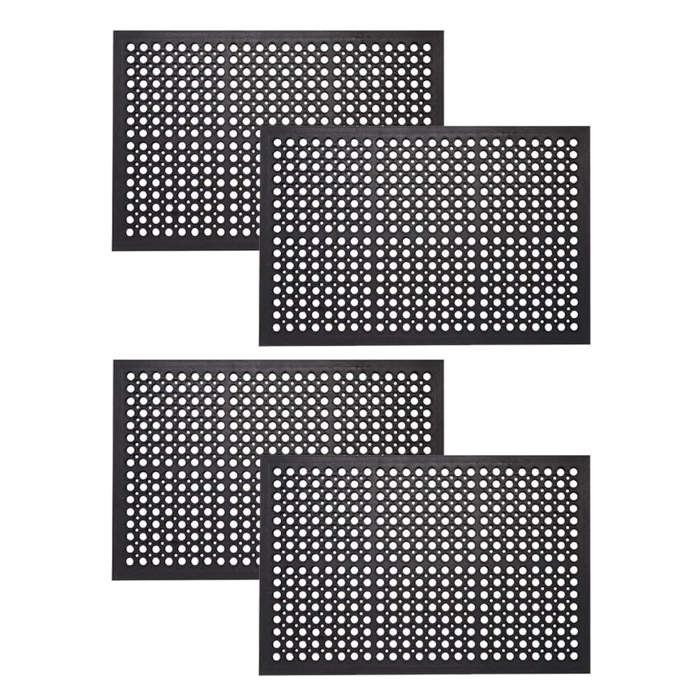 Envelor 4-Pack Anti Fatigue Rubber Floor Mat Non-Slip Restaurant Mat For Floors Bar Mat Drainage Mat Doormat Door Mat Utility Ga