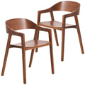 Rivo Collection Elegant Dining Chair in Dark Natural Wood - Set of 2