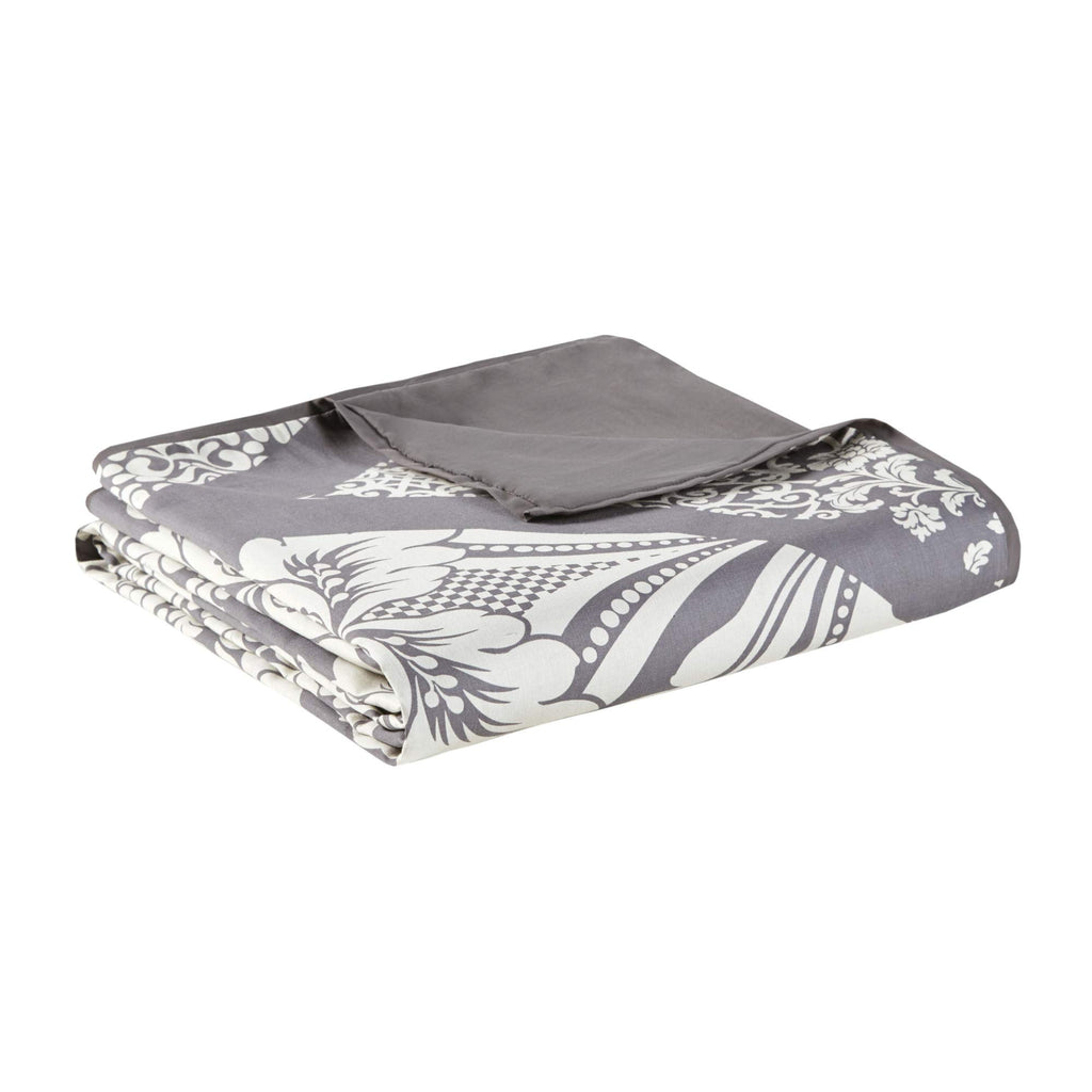 Madison Park Vienna Cotton Poly Blend Duvet Set - Classic Traditional Design, Cozy All Season Comforter Cover, Matching Shams, Decorative Pillows Vienna, Full/Queen(90'X90'), Grey 6 Piece