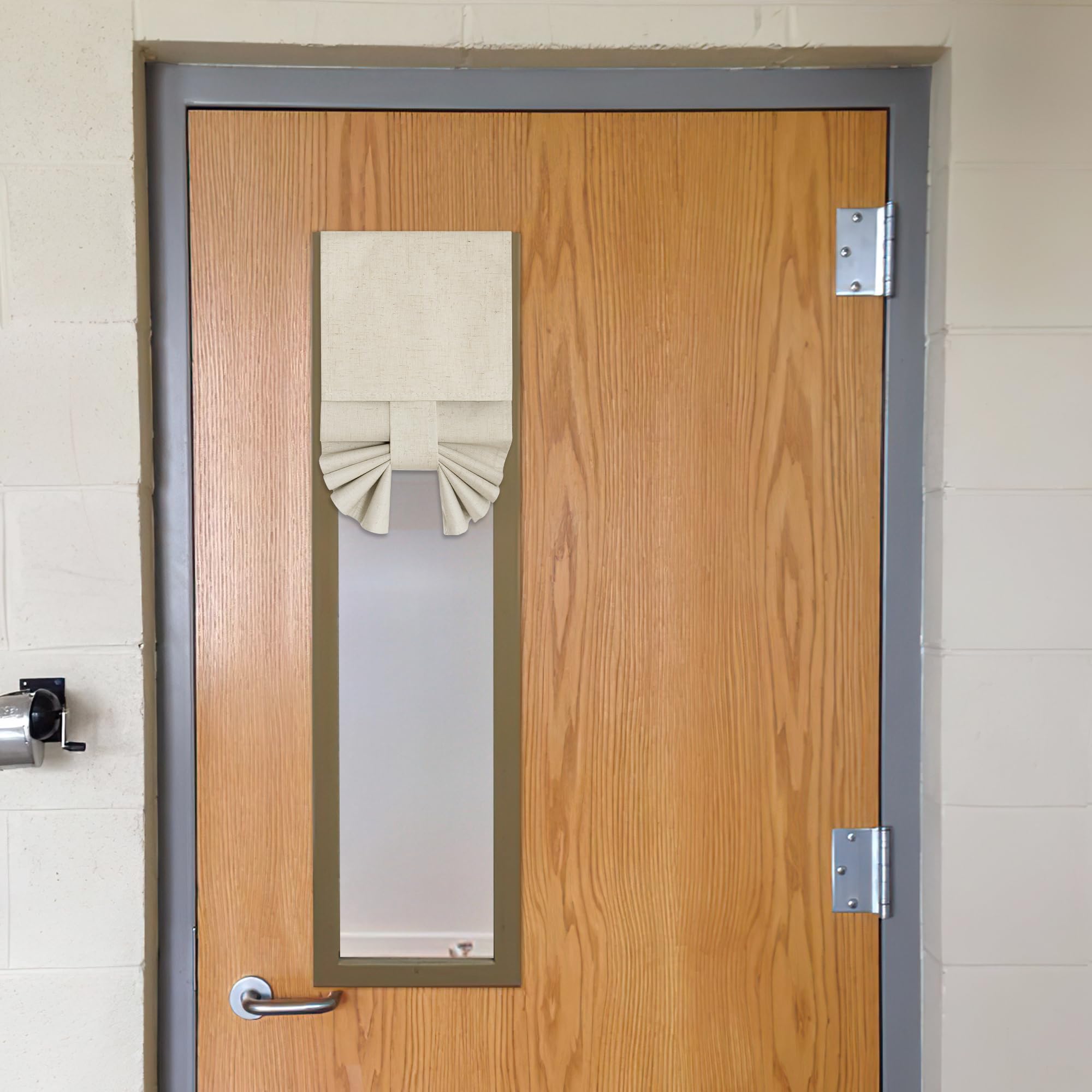 Nicetown Classroom Door Curtain, 100% Light Block, Multi-Use, No Noise, Thermal Insulated Linen Door Curtains, Tie Up Roller Shade, Window Blind, Office, Apartment (10Wx30L, Natural, 1 Panel)