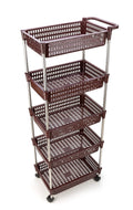 Privesh PlasticStainless Steel Fruit & Vegetable 5 Stand Kitchen Trolley | Fruit Basket | Vegetable Basket | Onion Potato Rack 