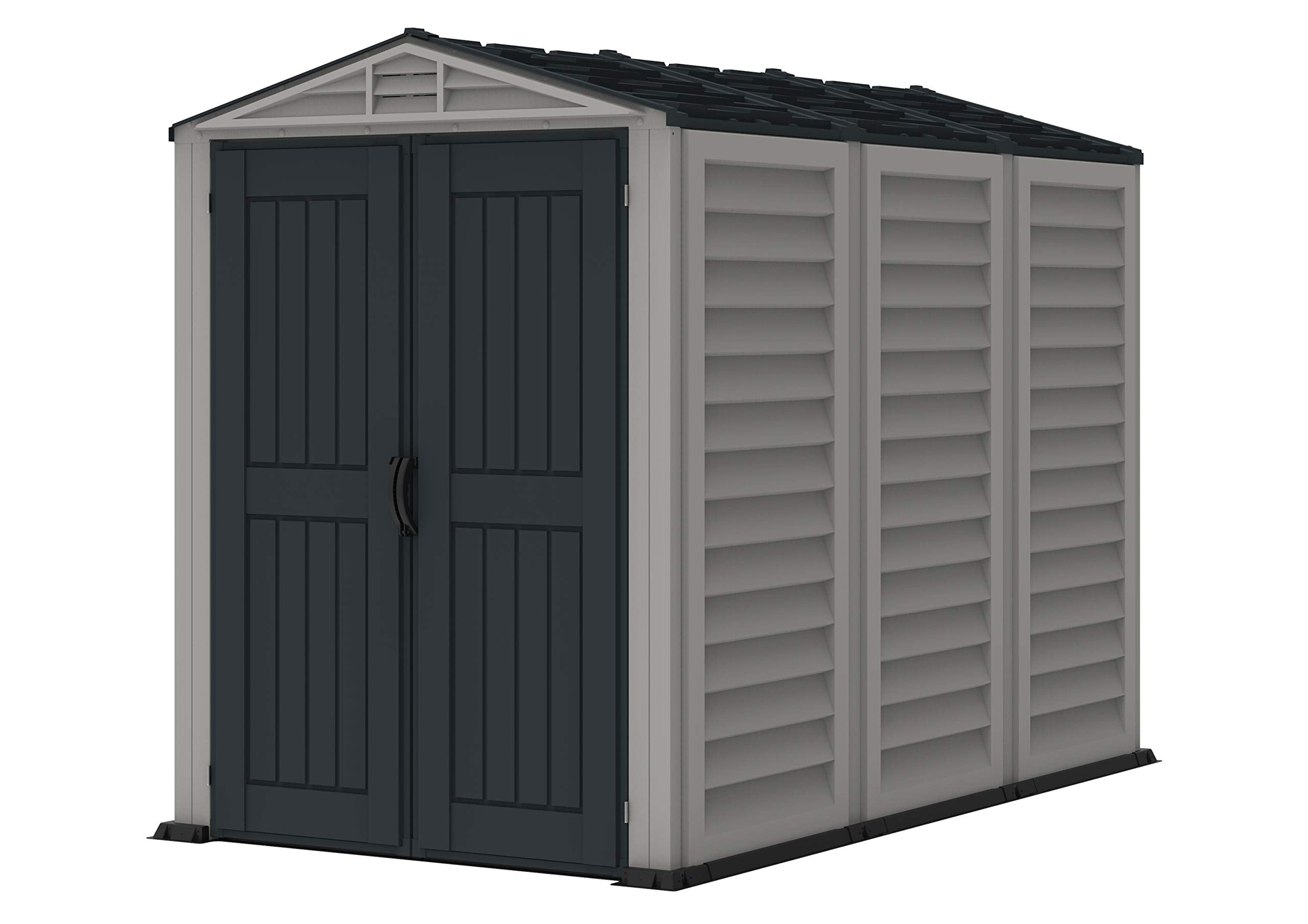 Duramax 35825 Yardmate Plus Outdoor Vinyl Storage Shed, Adobe/Grey