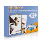 Herkka 400 Pack Laminating Sheets, Holds 8.5 X 11 Inch Sheets, 3 Mil Clear Thermal Laminating Pouches 9 X 11.5 Inch Lamination S