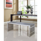 Gridiron Silver Large Stainless Steel Bench by Modway