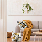 Supwhd Black And Gold Botanical Pillow Covers 22X22 Set Of 2, Abstract Modern Decorative Throw Pillow Covers For Living Room Bed