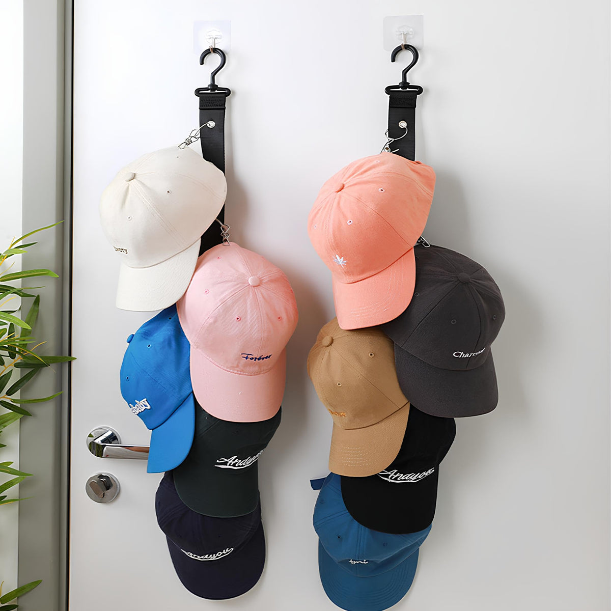 Hat Organizer Hat Rack for Door 16 Clips Baseball Caps Storage Hanger for Closet, Vertical Ball Cap Racks Over Wall, Mens Caps H