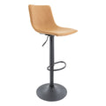 Leisuremod Tilbury Modern Adjustable Height Bar Stool Kitchen Island Stools With Footrest & 360Degree Swivel (Light Brown)