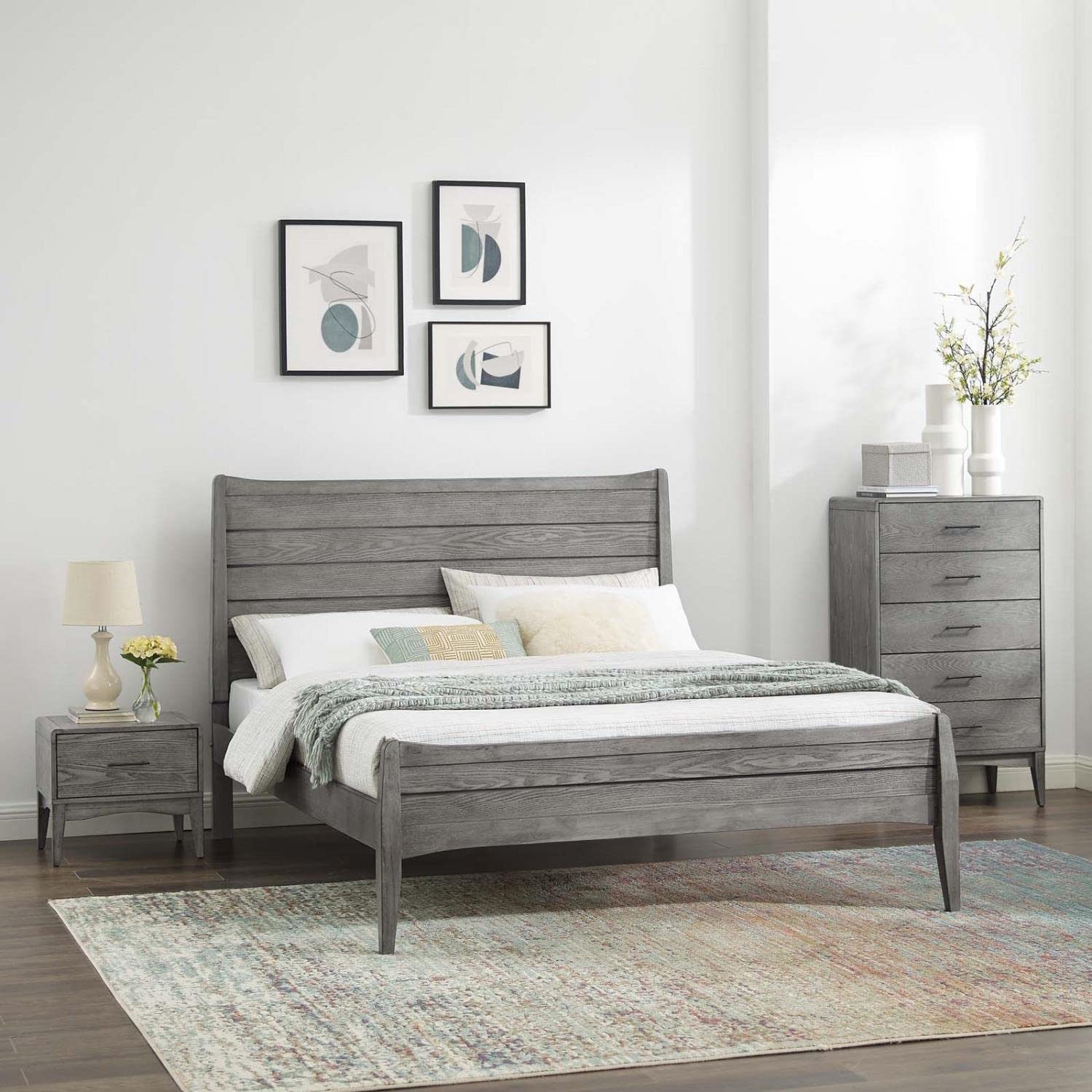 Modway Mod-6367-Gry-Set Georgia 3 Piece Bedroom Set, Gray Miscellaneous