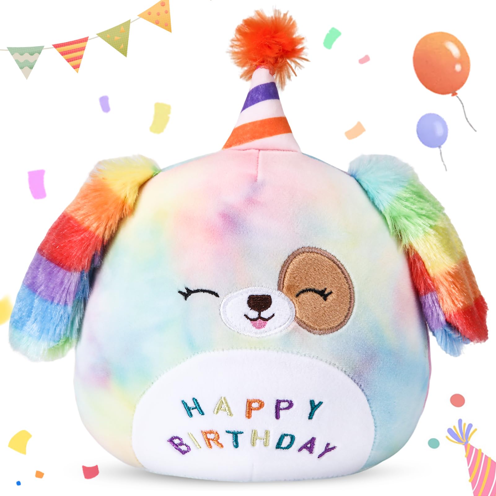 ABEARCAR Dog Plush Toy Birthday Plushies Pillow Dog Stuffed Animal Soft Plushie Gifts for Girlfriend Kids Girls Boys 9.8   (Larg