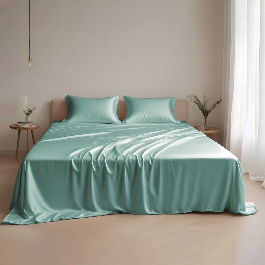 Linenwalas Eucalyptus Tencel Lyocell Sheets Set King Size - Cooling Breathable Silk Soft, 1 Fitted 1 Flat and 2 Pillowcases (Kin