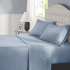 Comfort Spaces Coolmax Moisture Wicking Sheet Set Soft, Fade Resistant, All Elastic Deep Pocket Fits Up To 16' Mattress - Warm Weather Cooling Sheets For Night Sweats, Full, Blue, 4 Piece