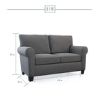 Edenbrook Willow Upholstered Loveseat With Rolled Arms – Living Room Furniture – Charcoal Small Loveseat - Seats Two – Loveseat For Small Spaces