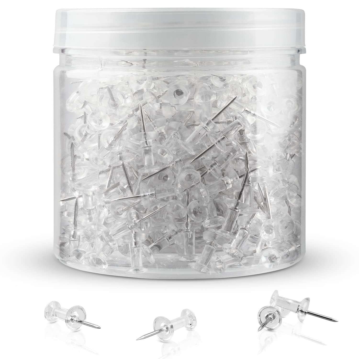 400Pcs Push Pins, Clear Thumb Tacks For Bulletin Board, Stick Pins Thumb Tacks For Cork Board Wall Hangings, Office Push Pins St