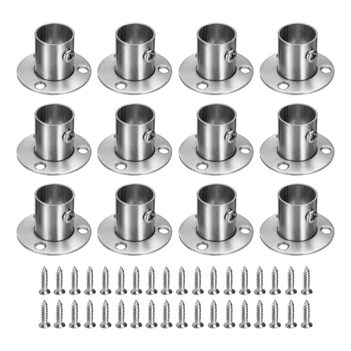 uxcell 12Pcs Stainless Steel Closet Rod Brackets, 3/4 Inch Dia Wardrobe Holder for Pipe, Shower Curtain Rod Pole End Supports So