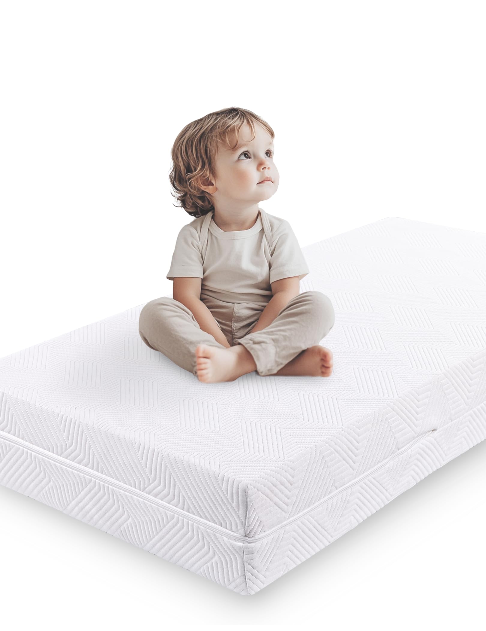BABELIO Ergonomic Zoning Crib Mattress Dual-Sided Memory Foam Waterproof 6 Thick Toddler Mattress with Zipper Cover, Fits Standa