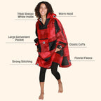 Catalonia Buffalo Plaid Oversized Blanket Hoodie Sweatshirt, Wearable Sherpa Lounging Pullover For Adults Men Women Teenagers Wi