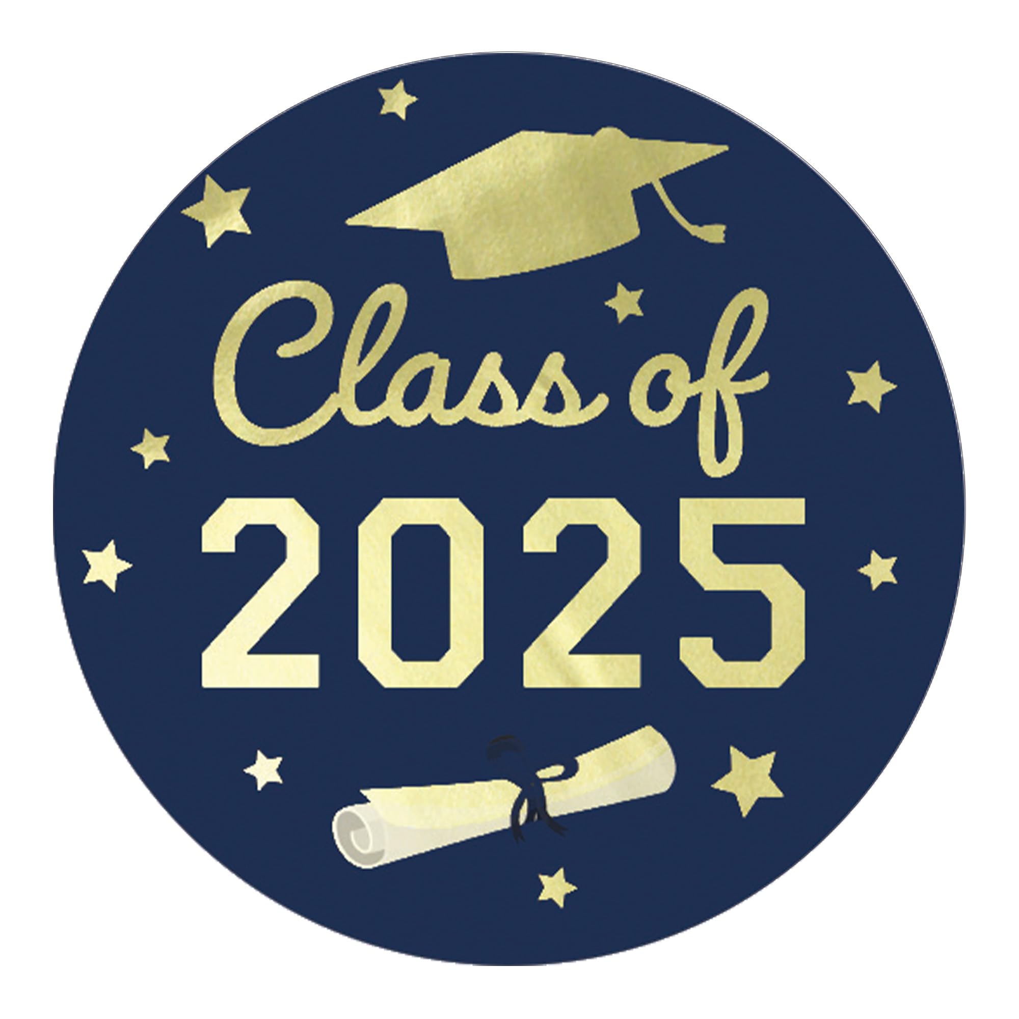 Blue And Gold Graduation Party Favors Stickers, Class Of 2025 Graduation Envelope Seals, Candy Stickers - 40 Count