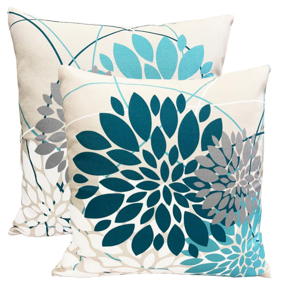 Teal Blue Decorative Throw Pillow Covers 18X18 Inch Pillow Covers For Couch Living Room Bedroom Outdoor.Modern Sofa Throw Pillow