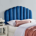 Modway Veronique Channel Tufted Performance Velvet Upholstered Full/Queen Headboard In Navy