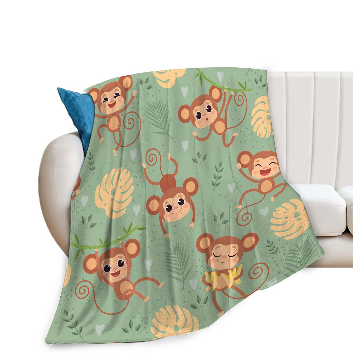 Monkey Blanket Cute Cartoon Monkey Throw Blanket Gifts For Monkey Lovers Girls Boys Kids Women Men Adults Super Soft Cozy Plush