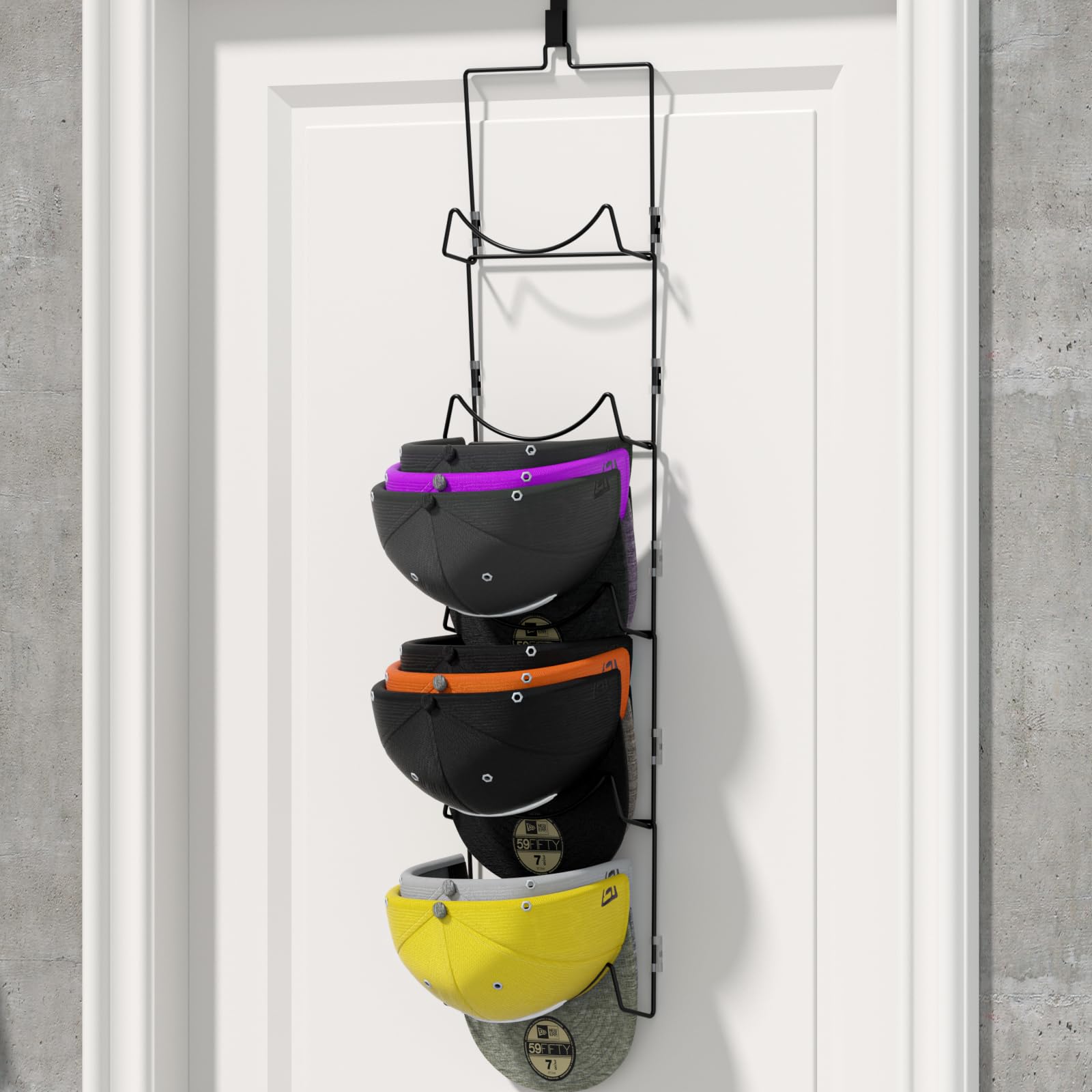 Linfidite 10 Pack Hat Rack Hanger Holder Organizer Flexible Multi Hook Wall Mounted Over Door Baseball Cap Display Storage Rack