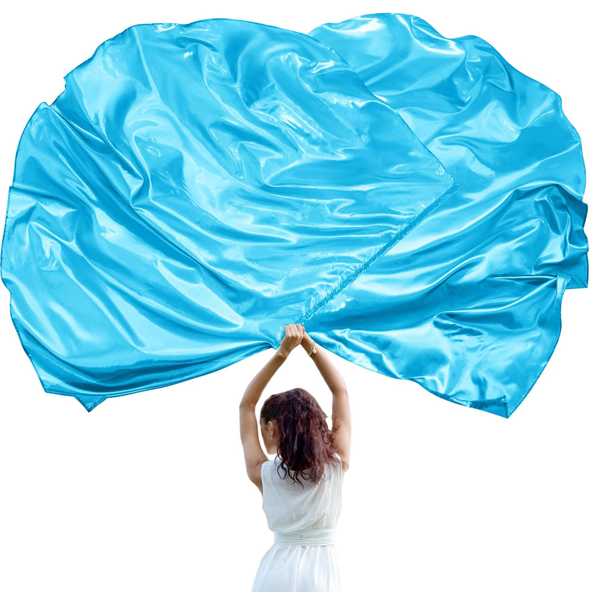 Jetec 2 Set 55' Praise Dance Worship Flags With Scalable Rod Semicircle Worship Angel Wing Flag For Dance Church (Light Blue)