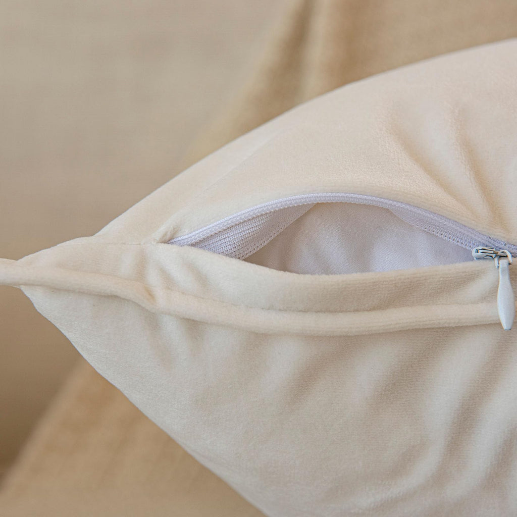 Juspurbet Cream White Decorative Velvet Throw Pillow Covers 22X22 Inch Set Of 2,Broadside Soft Cushion Case With Invisible Zippe