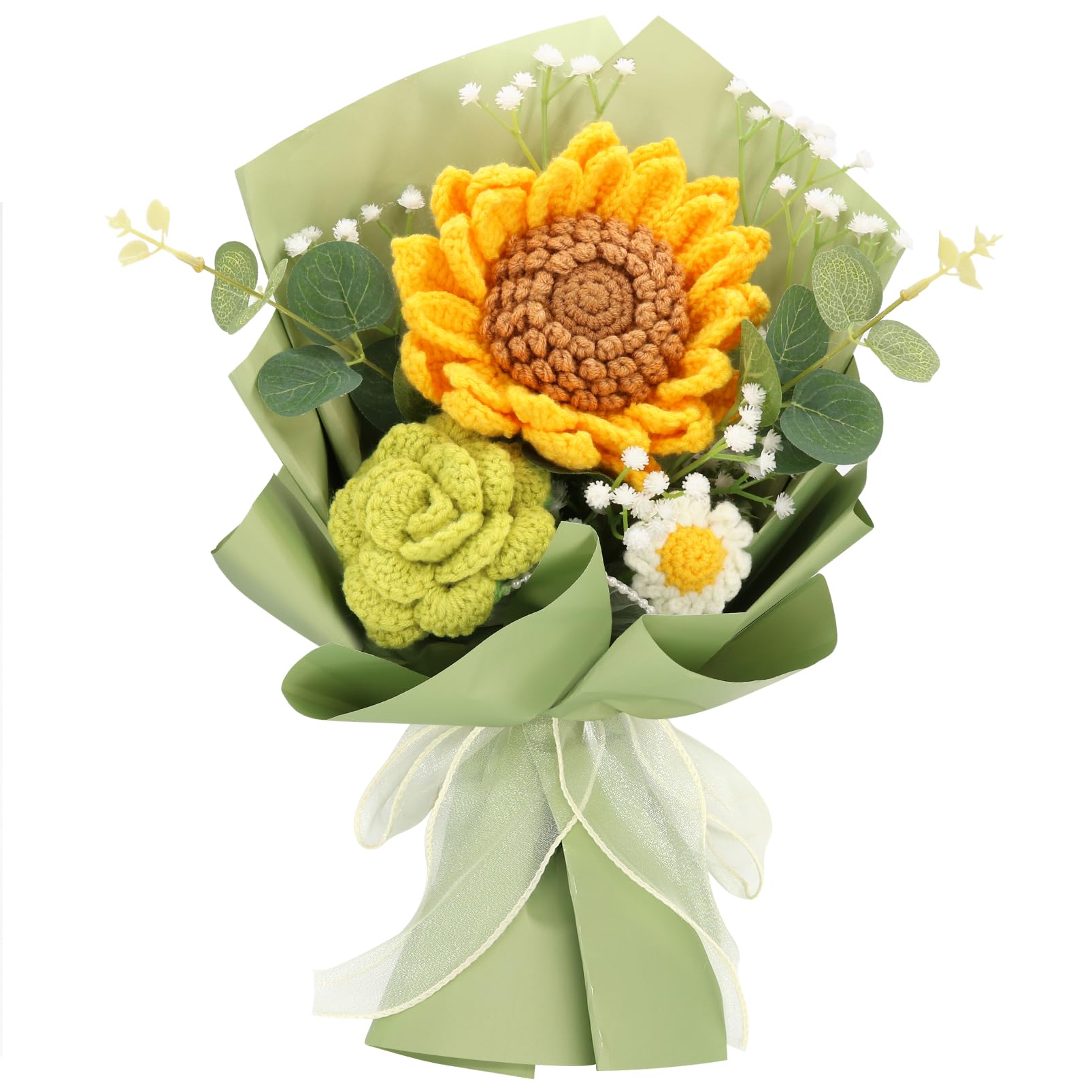 Handmade crochet sunflowers Rose Daisy as a Gift for Lover, Family,Friends. Crochet bouquet, Crocheted Yarn Flowers, Artificial 