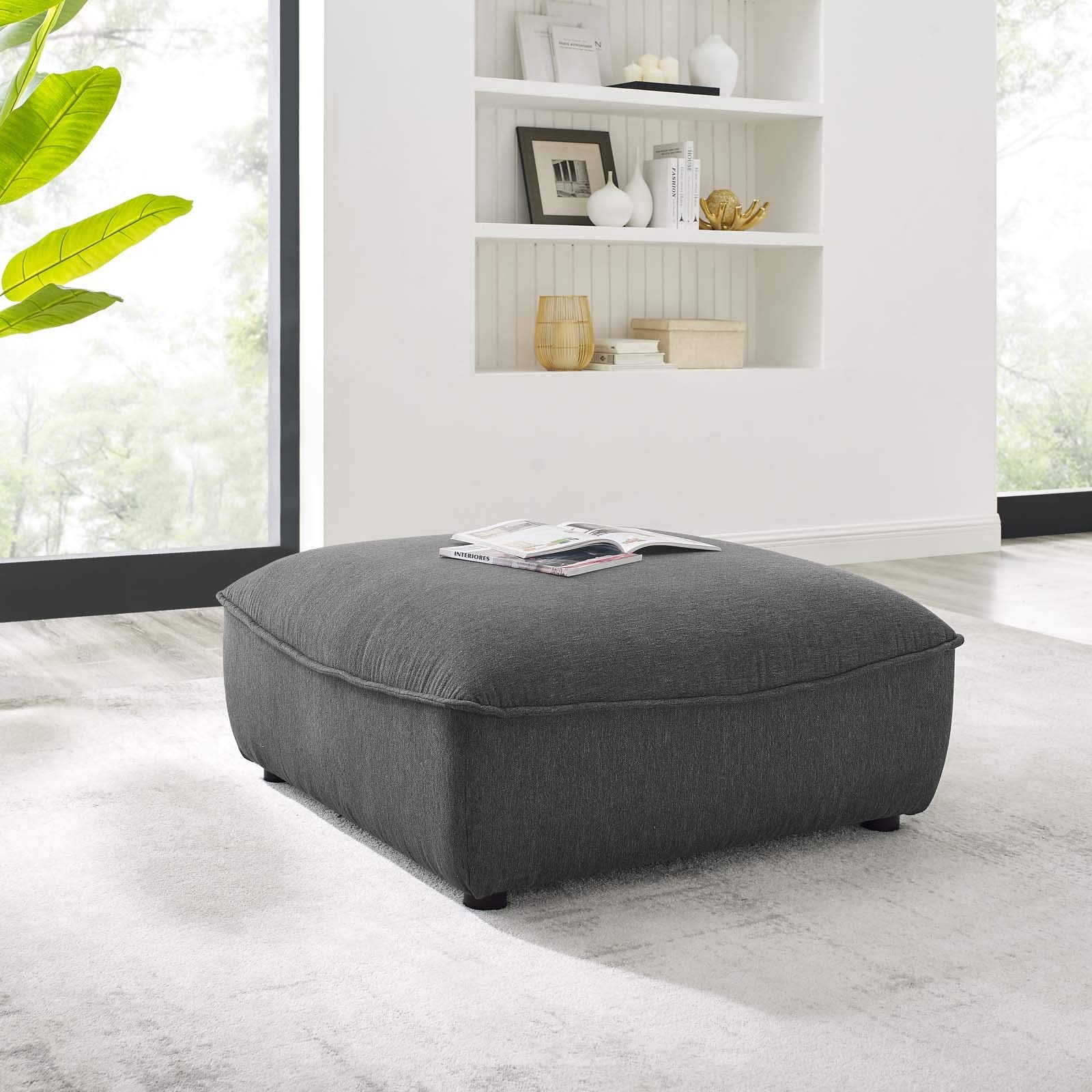 Modway Eei-4419-Cha Comprise Sectional Sofa Ottoman, Charcoal