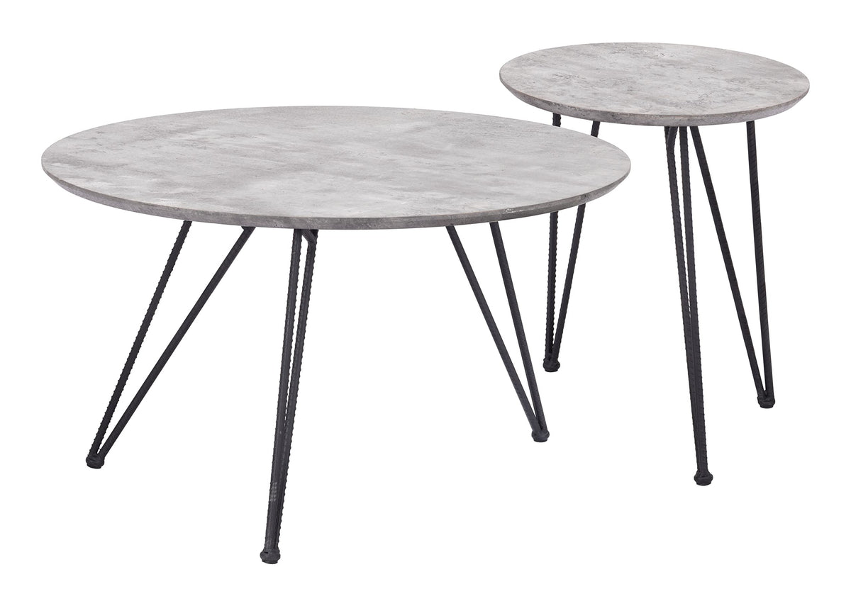 Zuo Kerris Coffee Table Set Gray & Black