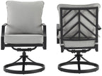 Crosley Furniture CO6290MB-GY Otto Outdoor Metal Dining Swivel Chairs, Set of 2, Matte Black with Gray Cushions