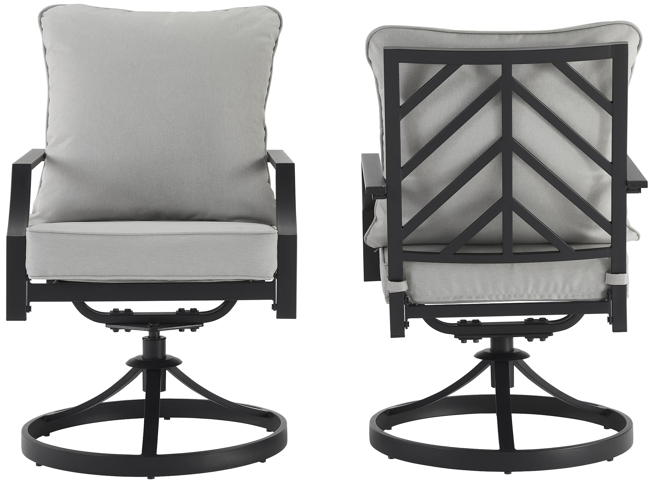 Crosley Furniture CO6290MB-GY Otto Outdoor Metal Dining Swivel Chairs, Set of 2, Matte Black with Gray Cushions