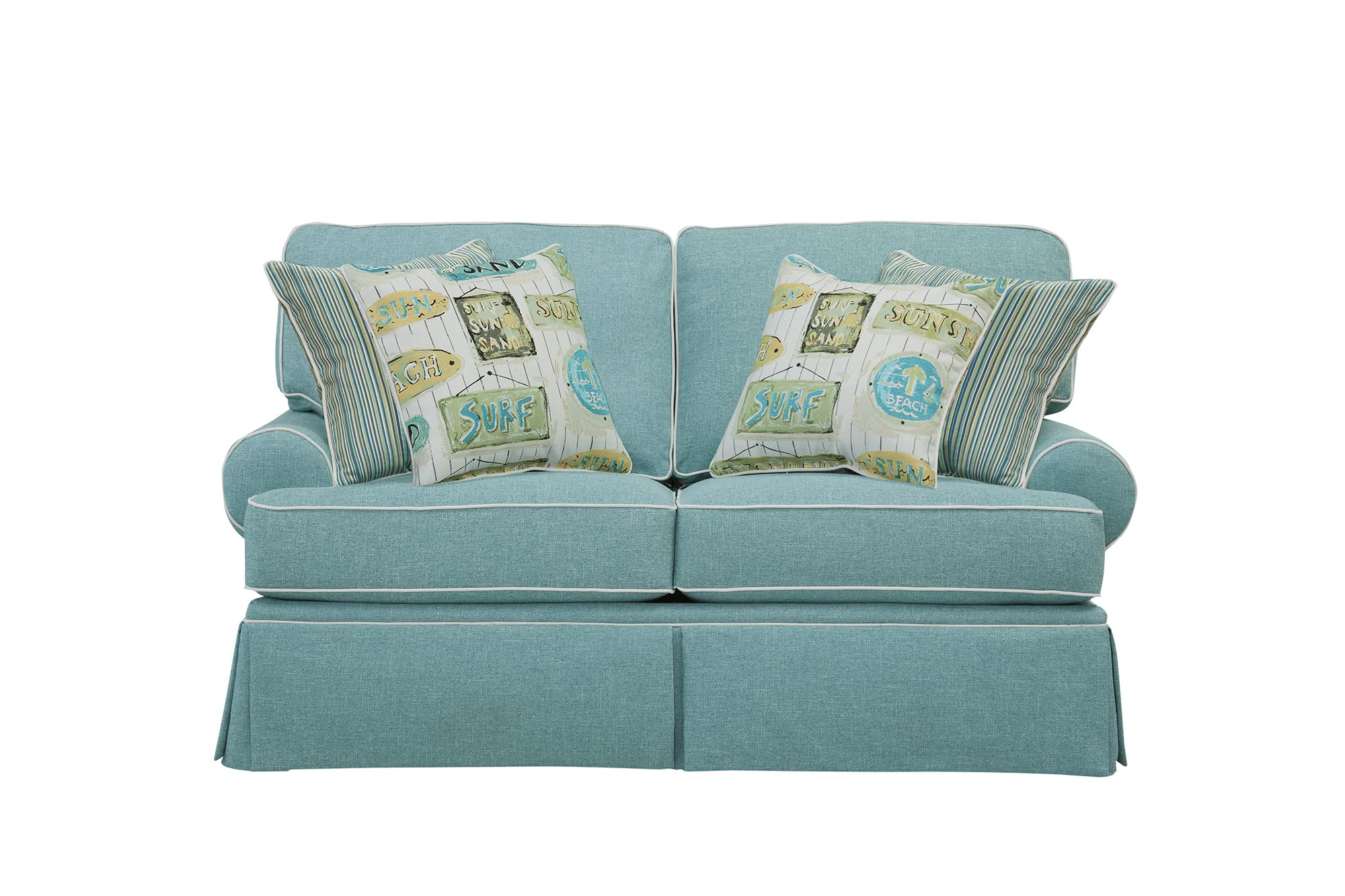 American Furniture Classics Coastal Aqua Series Loveseat With 4 Pillows