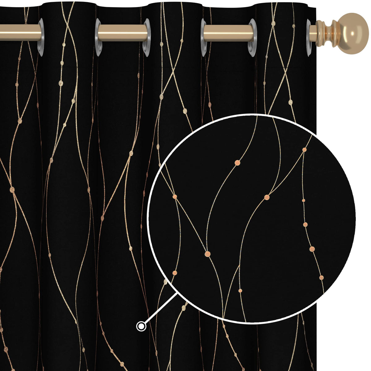 Deconovo Thermal Curtains For Winter Sliding Glass Door - Cloth Door Curtains, Room Darkening Curtains For Hall/Villa, Black And