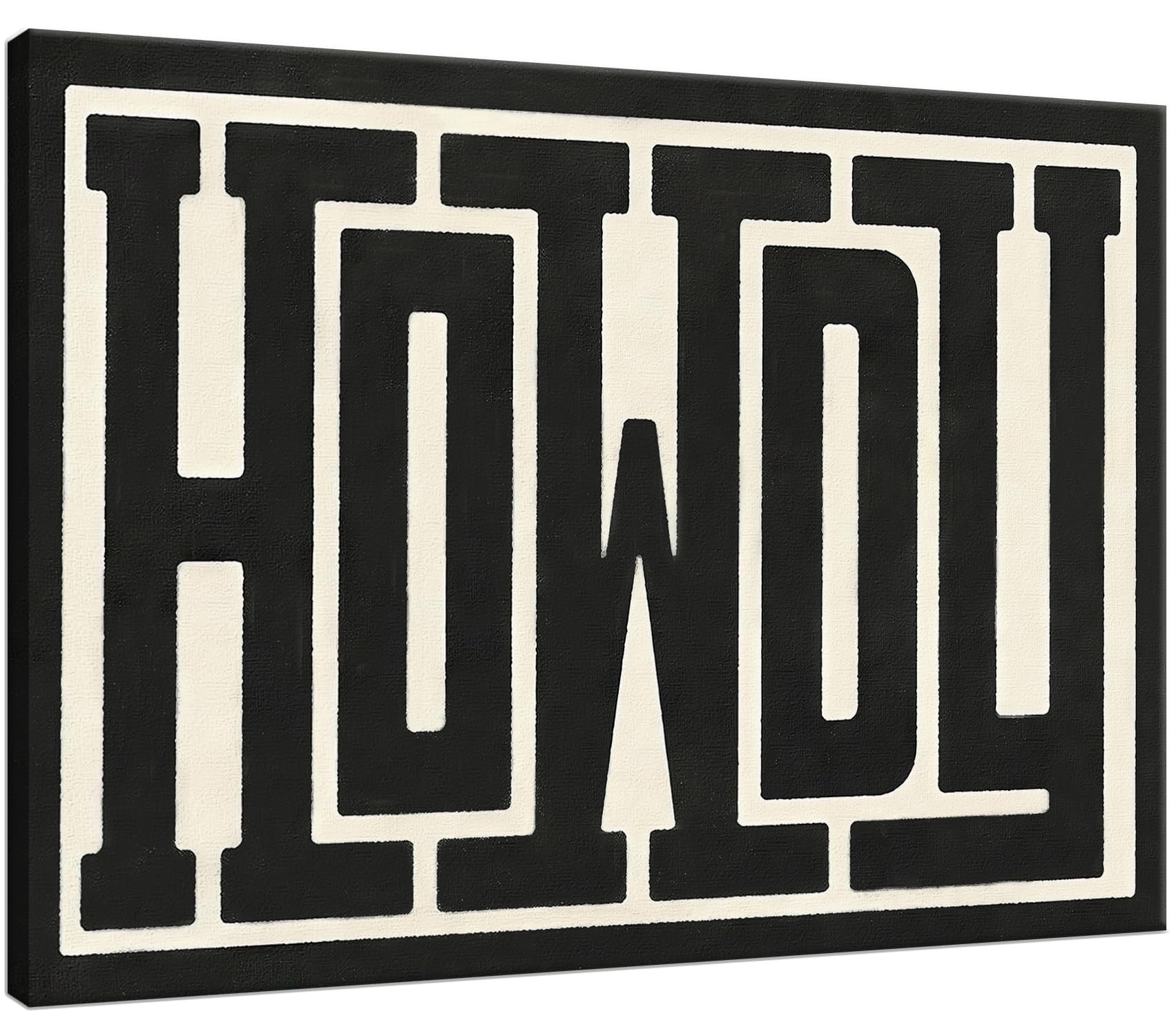 QIYFFBN Framed Funky Big Howdy Canvas Wall Art Western Modern Decor Black and White Southwestern Country Ranch Sign Picture Prin
