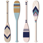 Geetery 4 Pcs 15.7 X 2.4 Inch Wood Paddle Wall Decor Nautical Canoe Oar Wall Decor Wooden Hanging Hand Crafted Paddles Wall Deco