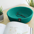 BOBBINY Handwoven Natural Jute and Cotton Storage Baskets  Home, Kitchen, and Office Organization (Small (8.7 X 2.8), Sea Gre